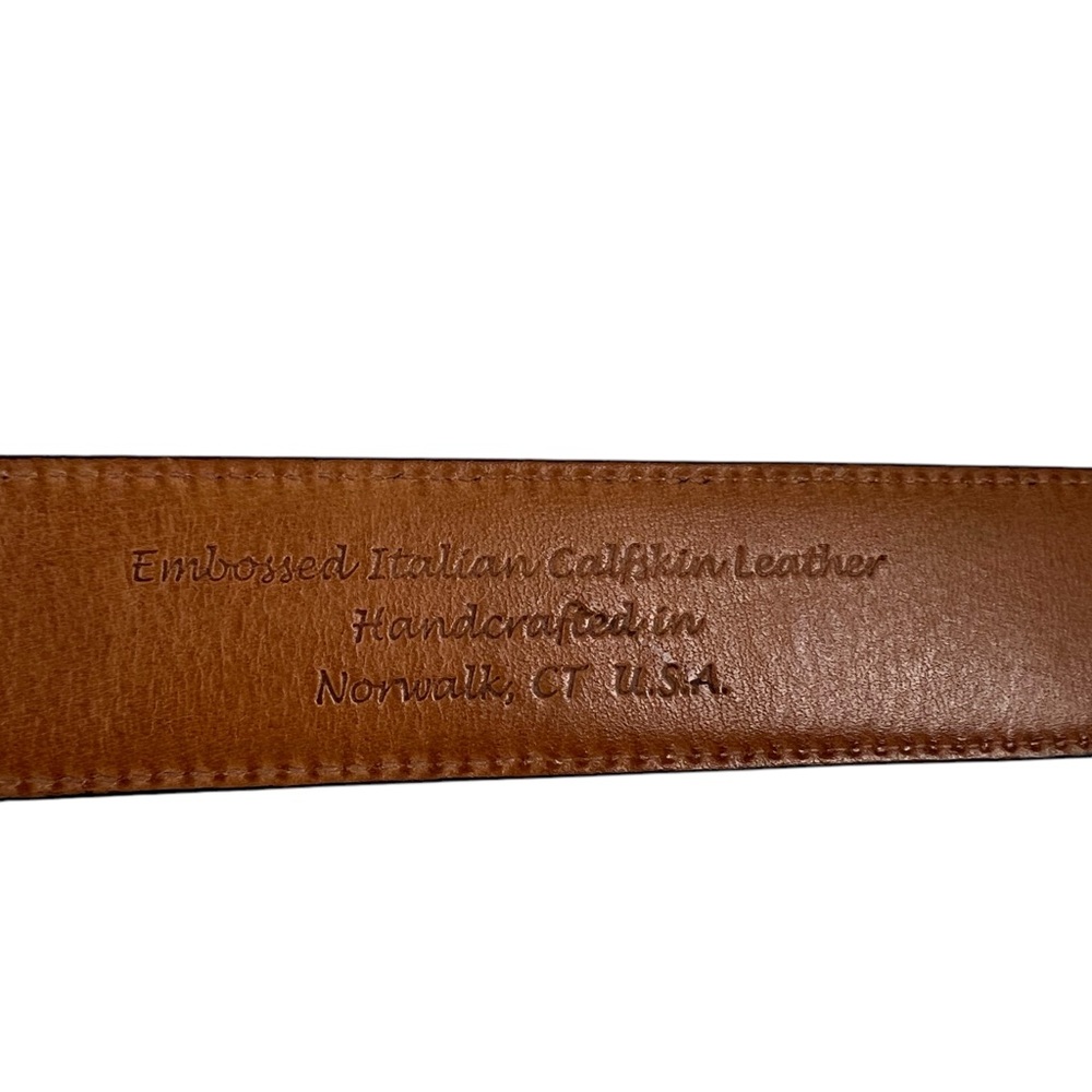 Trafalgar Mens 36 Black Embossed Italian Calfskin Leather Belt Made In USA Croc - Picture 8 of 16